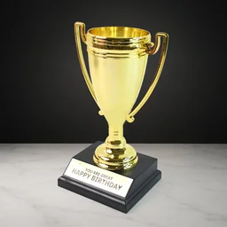Golden Birthday Trophy – Premium Plastic Award with Base