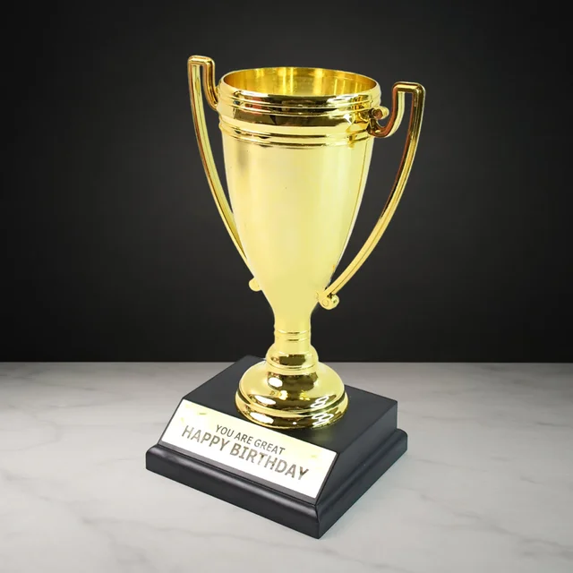 Golden Birthday Trophy – Premium Plastic Award with Base