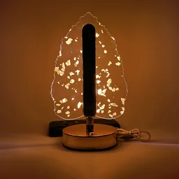 Golden Crystal Leaf LED Table Lamp – USB Charging & Warm Light