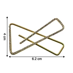 Golden Crystal Triangle Saree Safety Pin – Elegant Fabric Brooch