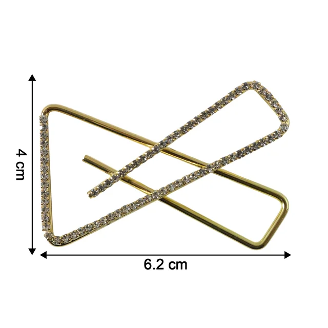 Golden Crystal Triangle Saree Safety Pin – Elegant Fabric Brooch