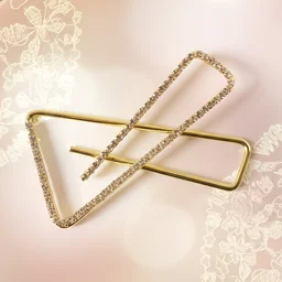 Golden Crystal Triangle Saree Safety Pin – Elegant Fabric Brooch
