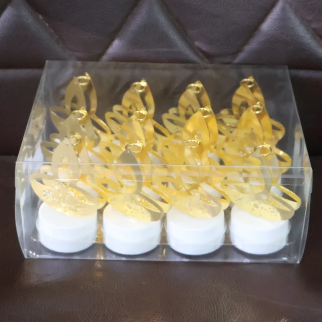 Golden Diya LED Tealight Candles – Safe Flameless Decor Set of 12