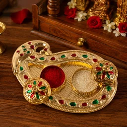 Golden Kumkum Kankavati Holder – Elegant Pooja Organiser