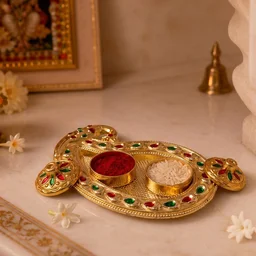 Golden Kumkum Kankavati Holder – Elegant Pooja Organiser
