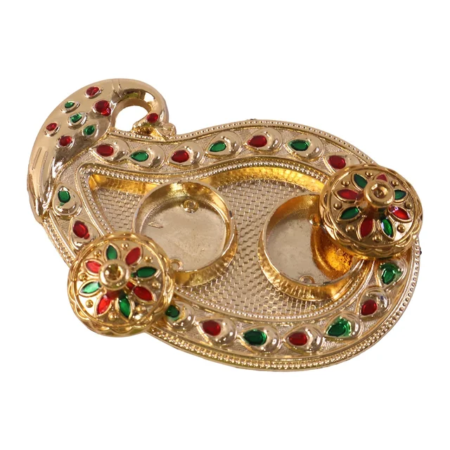 Golden Kumkum Kankavati Holder – Elegant Pooja Organiser