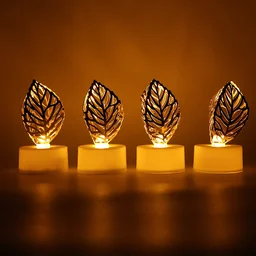 Golden Leaf LED Candles – Set of 4 Flameless Decorative Lights