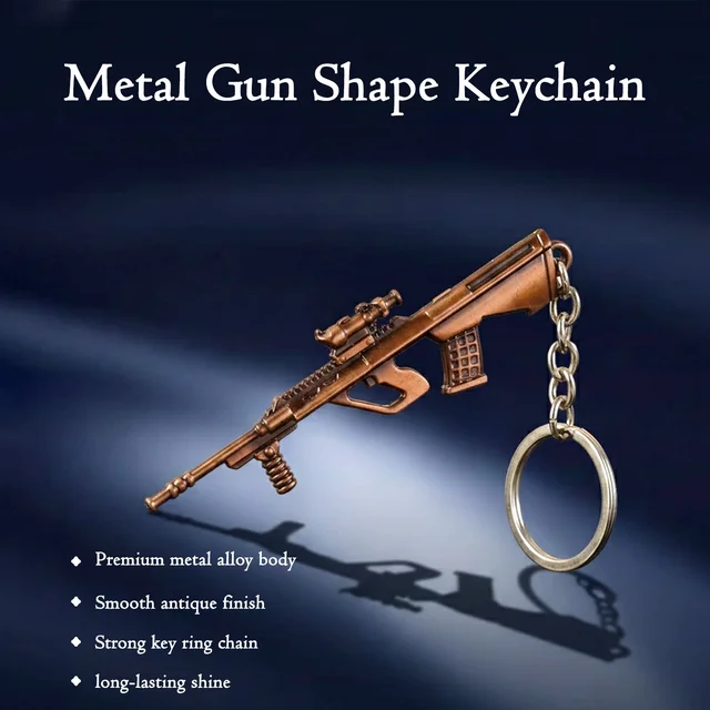 Gun Shape Keychain – Durable Metal Alloy with Antique Finish
