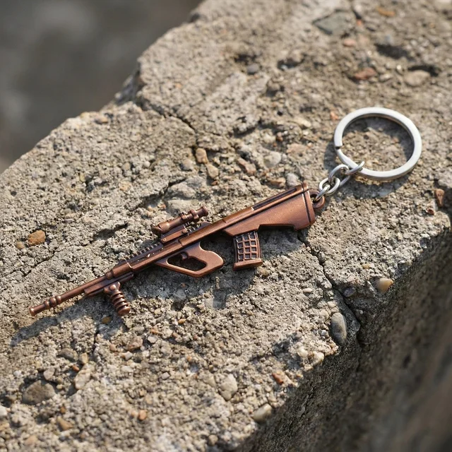 Gun Shape Keychain – Durable Metal Alloy with Antique Finish