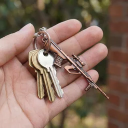 Gun Shape Keychain – Durable Metal Alloy with Antique Finish