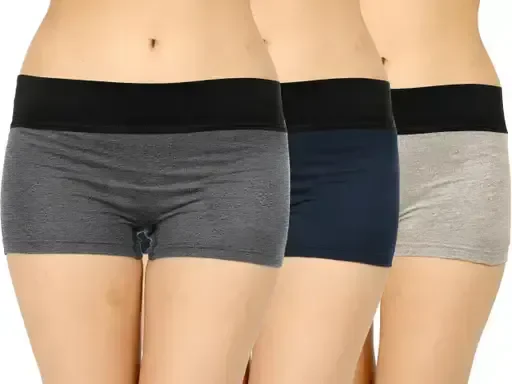 Wyatt Women Cotton Regular Tummy Tucker Boyshorts ( Pack of 3 ) - XXS XXL