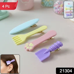 Hair Clips Set – Cute 4 Pc Cartoon Style Pins with Strong Grip