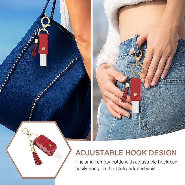 Hand Sanitizer Holder Keychain – Stylish Faux Leather with Tassel