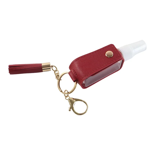 Hand Sanitizer Holder Keychain – Stylish Faux Leather with Tassel