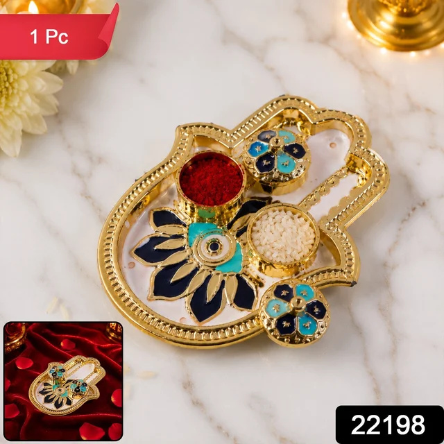 Hand Shaped Kankavati – Elegant Puja Storage with Enamel Work