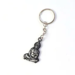 Hanuman Ji Sitting Pose Metal Keychain – Durable Spiritual Key Ring