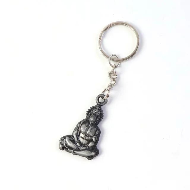 Hanuman Ji Sitting Pose Metal Keychain – Durable Spiritual Key Ring