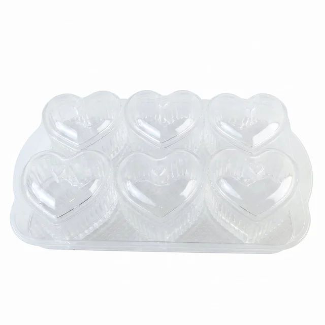 Heart Shape Dessert Bowl Set 6 Pc with Tray and Lids Serving Bowls (6 Pc Set)