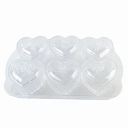Heart Shape Dessert Bowl Set 6 Pc with Tray and Lids Serving Bowls (6 Pc Set)