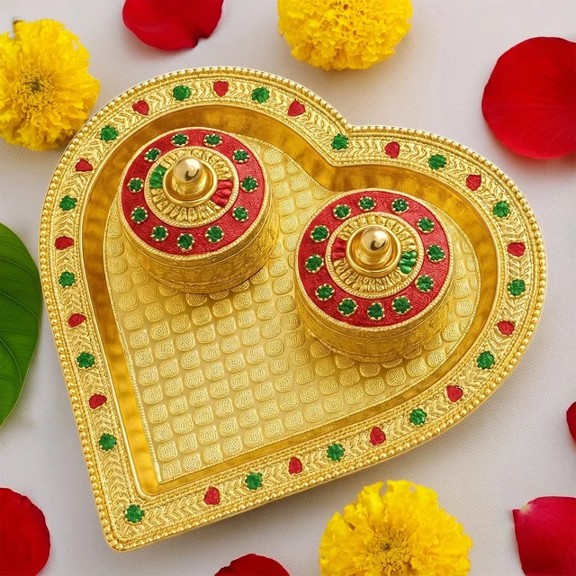Heart Shape Kumkum Holder – Elegant Pooja Accessory for Festivals