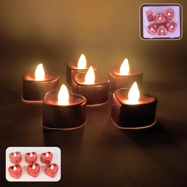 Heart Shape LED Flameless Candles – Romantic Safe Decorative Set
