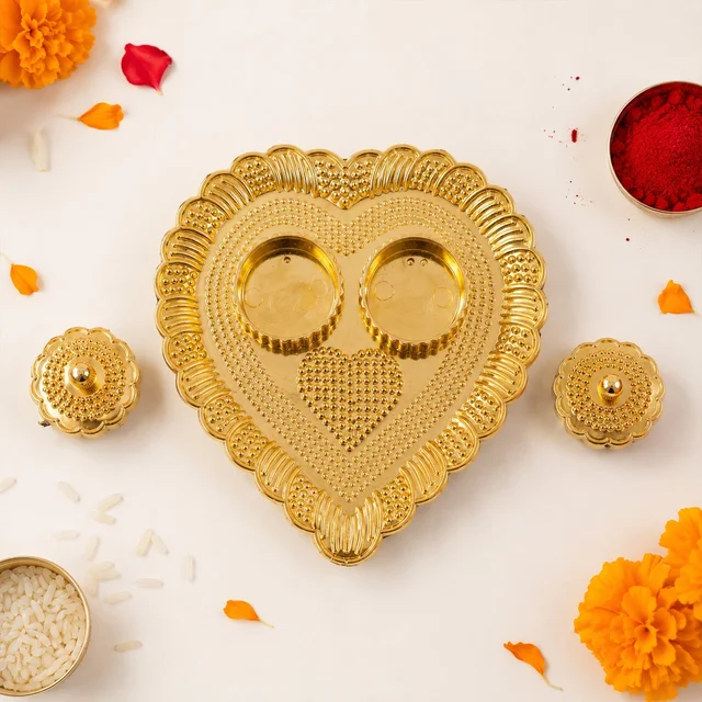 Heart Shaped Kumkum Holder – Elegant Puja Decor for Daily & Festive Rituals