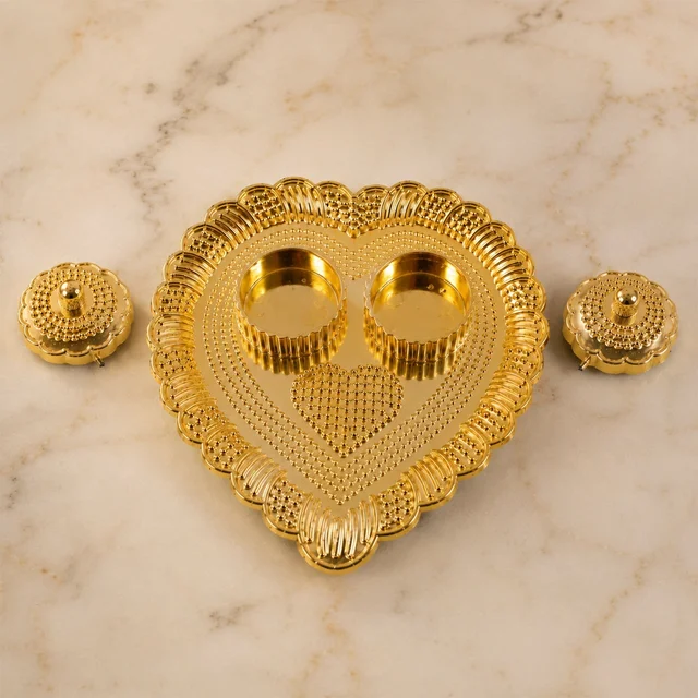Heart Shaped Kumkum Holder – Elegant Puja Decor for Daily & Festive Rituals