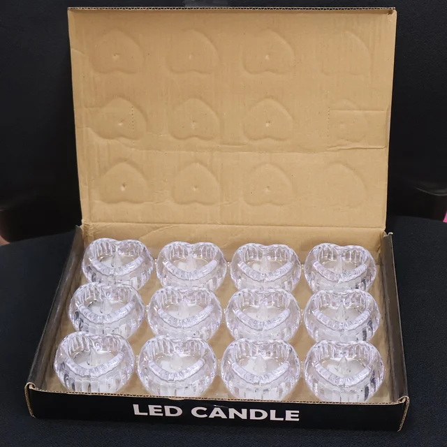 Heart-Shaped LED Flameless Candles – Set of 12 Elegant Lights