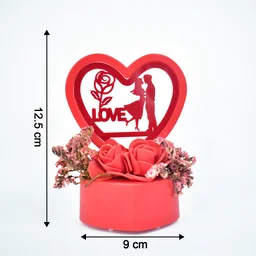 Heart-Shaped Love Couple Decorative Showpiece with Rose Base