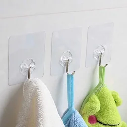 Heavy Duty Adhesive Wall Hooks – 10 Pc Transparent Set