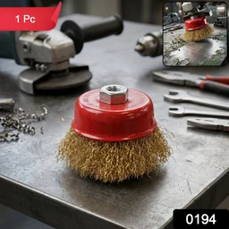 Heavy Duty Gold Wire Cup Brush – Durable Metal Cleaning Tool
