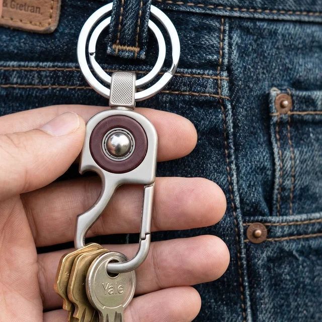 Heavy Duty Metal Key Holder – Secure Lock Carabiner & Dual Rings