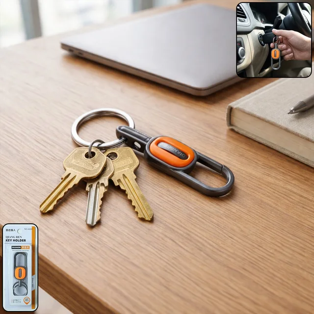 Heavy Duty Push Lock Metal Keychain – Secure Dual Ring Design
