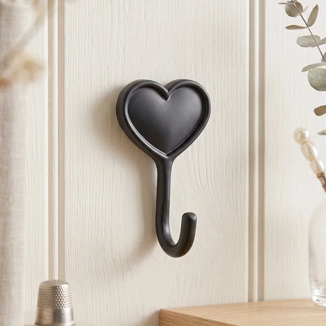 Heavy Duty Self Adhesive Wall Hook Heart Shape Key and Scarf Hanger (1 Pc)