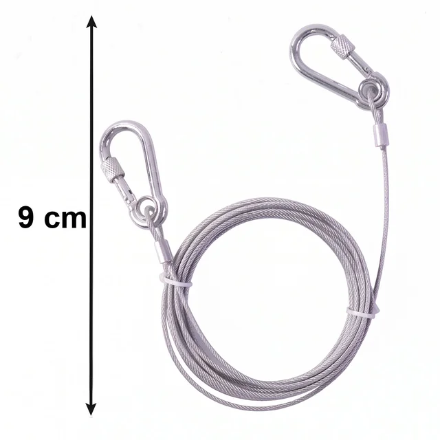 Heavy Duty Steel Clothesline – 5 Meter Wire Rope with Carabiner Hooks