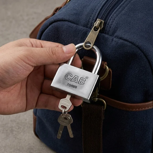 Heavy Steel Padlock – 70mm Square, Hardened Shackle, 3 Keys | Styleva