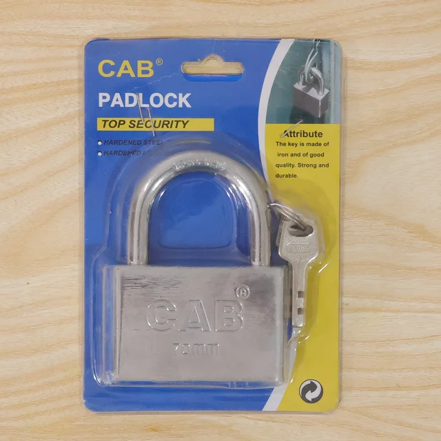 Heavy Steel Padlock – 70mm Square, Hardened Shackle, 3 Keys | Styleva
