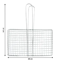 Heavy-Duty Stainless Steel BBQ Grill Basket – Long Handle & Durable Construction