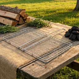 Heavy-Duty Stainless Steel BBQ Grill Basket – Long Handle & Durable Construction