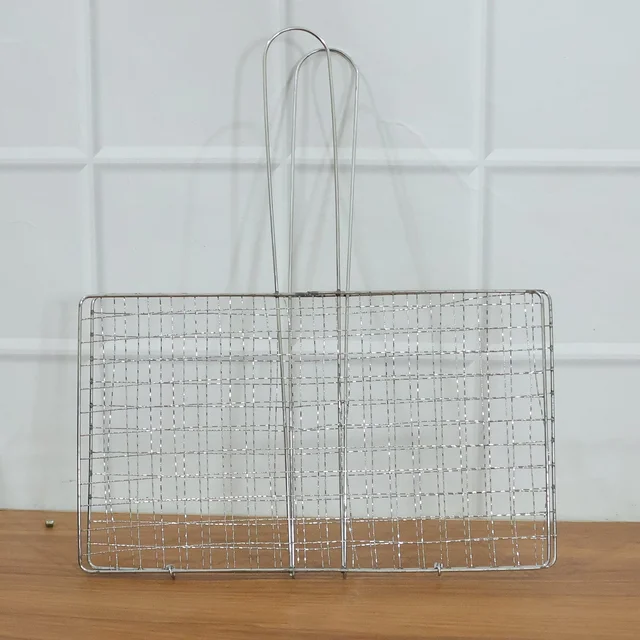 Heavy-Duty Stainless Steel BBQ Grill Basket – Long Handle & Durable Construction