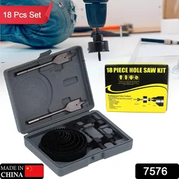Hole Saw Kit – Carbon Steel 18 Pcs Set for Wood & Plastic | BoltForce
