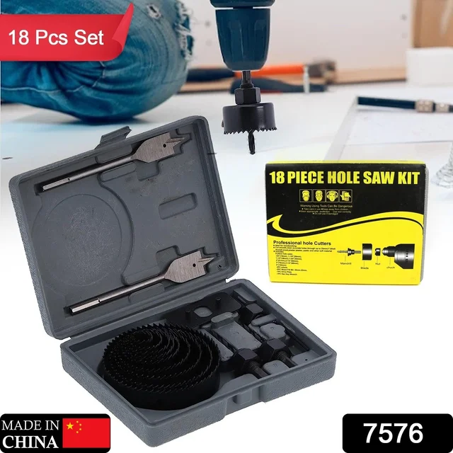 Hole Saw Kit – Carbon Steel 18 Pcs Set for Wood & Plastic | BoltForce