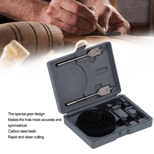Hole Saw Kit – Carbon Steel 18 Pcs Set for Wood & Plastic | BoltForce