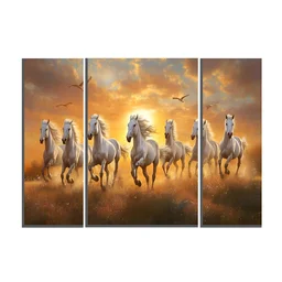 Horses Sunset Wall Art – Vibrant 3-Panel MDF Canvas for Home Decor