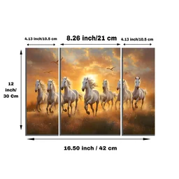 Horses Sunset Wall Art – Vibrant 3-Panel MDF Canvas for Home Decor