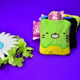 Hot Water Bag for Pain Relief – Green Kitty with Soft Cover | Velvet Wellness