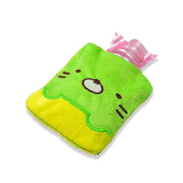 Hot Water Bag for Pain Relief – Green Kitty with Soft Cover | Velvet Wellness