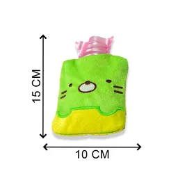 Hot Water Bag for Pain Relief – Green Kitty with Soft Cover | Velvet Wellness