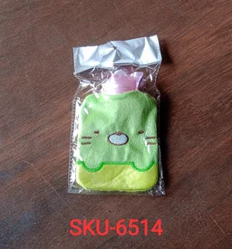 Hot Water Bag for Pain Relief – Green Kitty with Soft Cover | Velvet Wellness