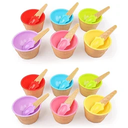 Ice Cream Bowl Set – 12-Pc Multi-Color Dessert Bowls | Jiaqi
